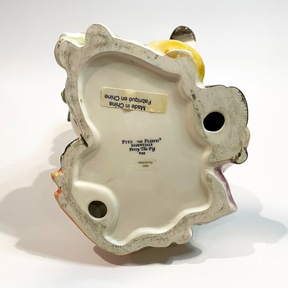 Fitz and Floyd Essentials Percy The Pig Figurine 12” Majolica Kitchen Garden - Picture 6 of 6